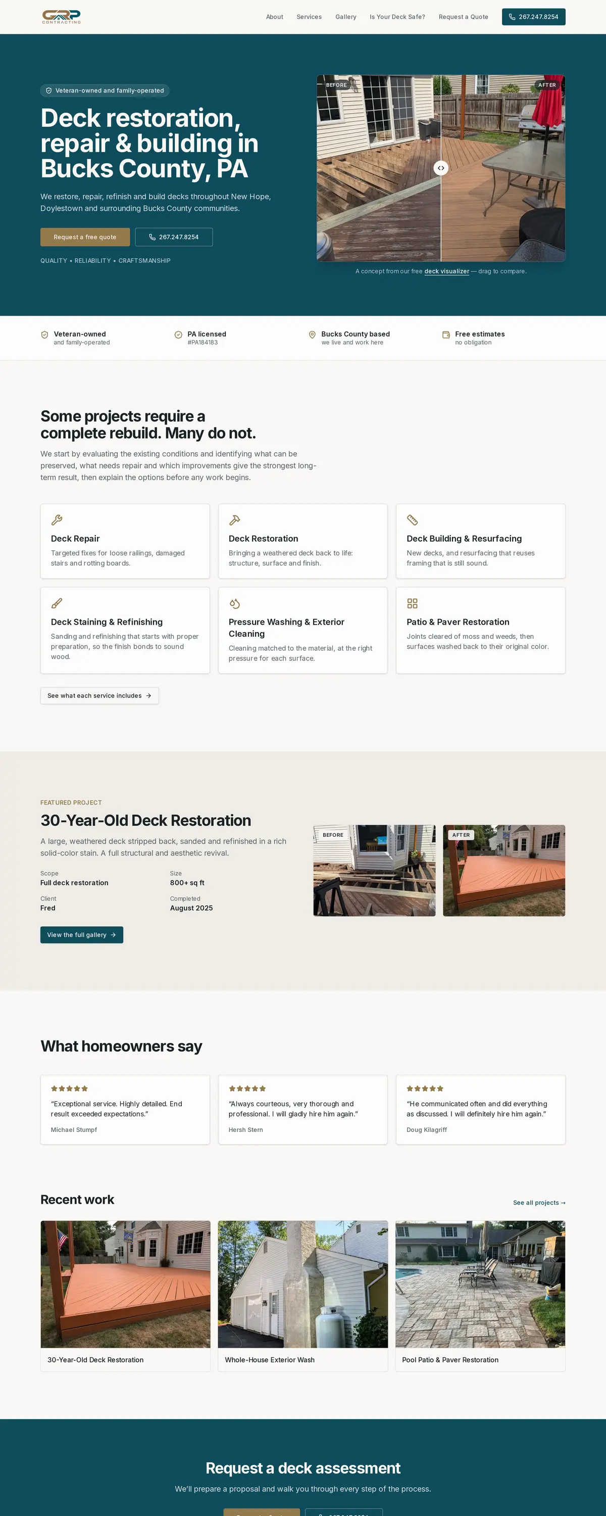 The GRP Contracting website