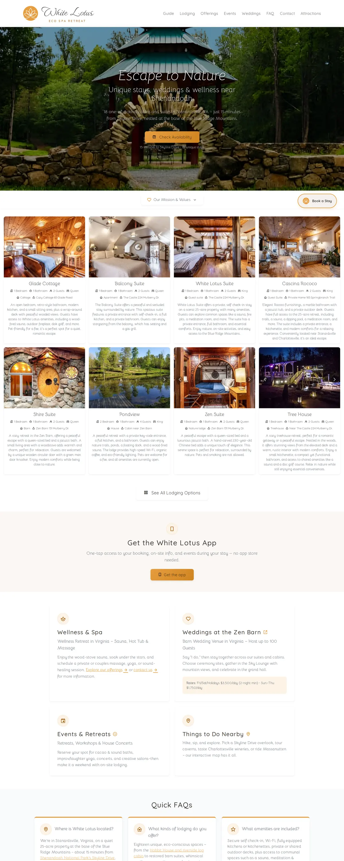 The White Lotus Eco Spa Retreat website